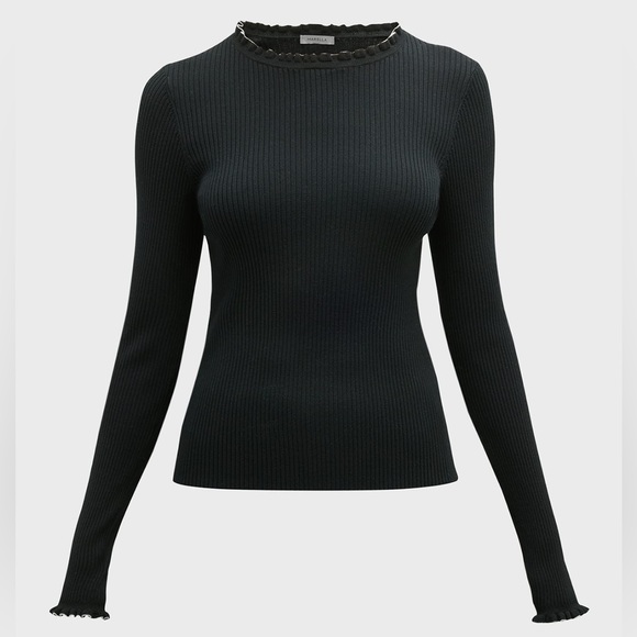 Marella Rica Ribbed Ruffle Trim Sweater